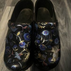 Dansko Black Floral Mules